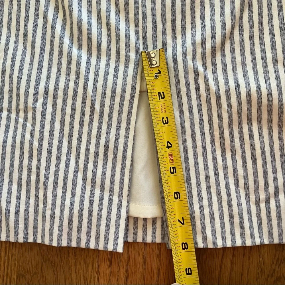 Antonio Melani High Waist Pencil Midi Blue & White Stripe Skirt (6) - Picture 5 of 10
